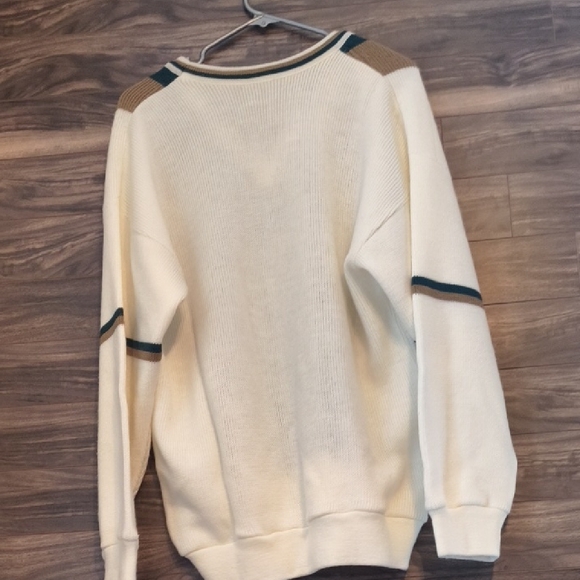 Vintage Made in Canada Golf Sweater | V-Neck Retro Knit Pullover Green / Brown - Picture 7 of 7